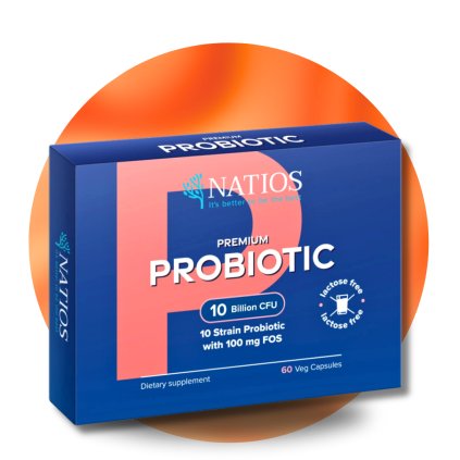 Premium Probiotic, Probiotika s FOS, 10 miliard CFU, 10 kmenů, 60 veg kapslí