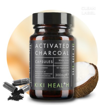 Aktivní uhlí 300 mg, 100% z kokosových skořápek, 50 kapslí