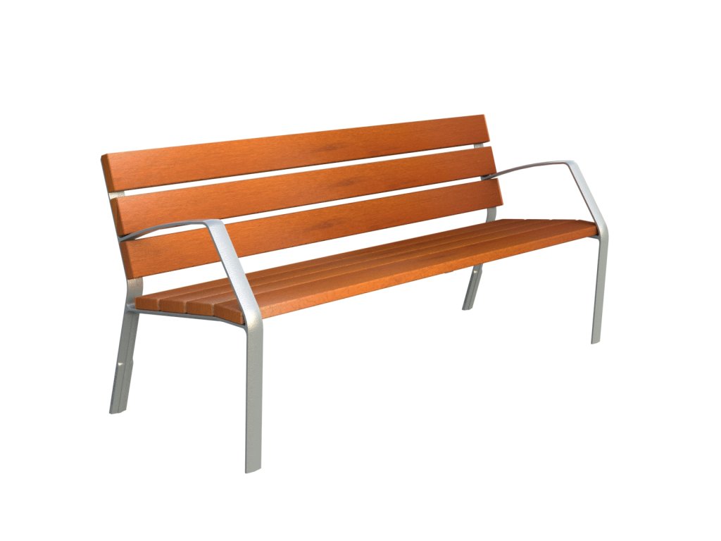 hliníková lavička s tropickým dřevem produkt