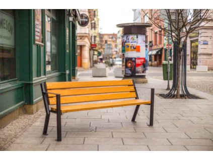 Kovová lavička Gladiator BIS s opěrkou (Barevná kombinace Teak)