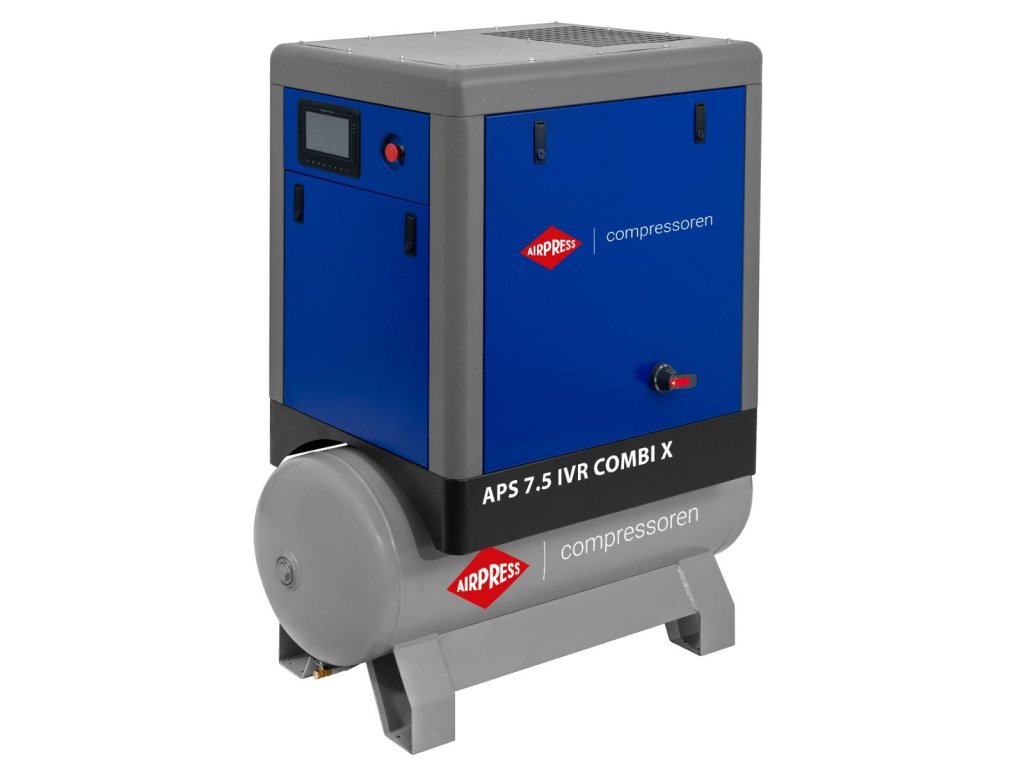 Šroubový kompresor APS 7,5 IVR Combi X 10 barů 7,5 KM/5,5 kW 170-760 l/min 200 l 369907-IVR