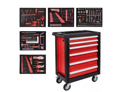 Profesionální dílenský vozík/ skříňka s nářadím 196ks - 6 šuplíků
