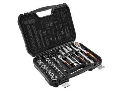 Nástrčné kľúče 1/2", 1/4", súprava 73 ks, CrV 10-054