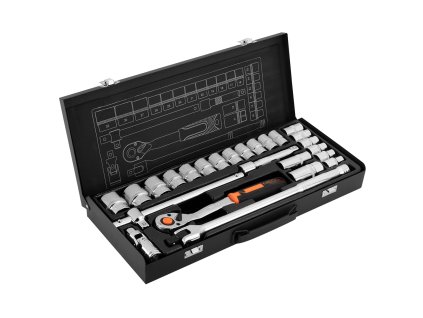 Nástrčné kľúče 1/2", súprava 25 ks, CrV 10-036