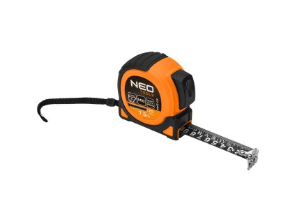 Oceľový meter Super Black 7,5 m x 25 mm, automatický zámok, dve tlačidlá na zastavenie, magnet 67-244