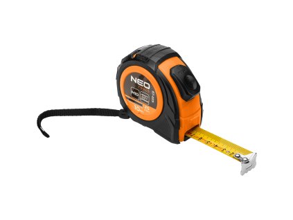 Výsuvný oceľový meter 10 m x 25 mm, automatické blokovanie, dve tlačidlá na zastavenie 67-225