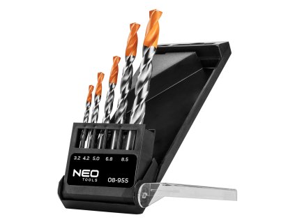 Speciální vrtáky pro vystružování zaseknutých šroubů, HSS-E Co8, 3,2-8,5 mm, dlouhé, sada 5 ks 08-955