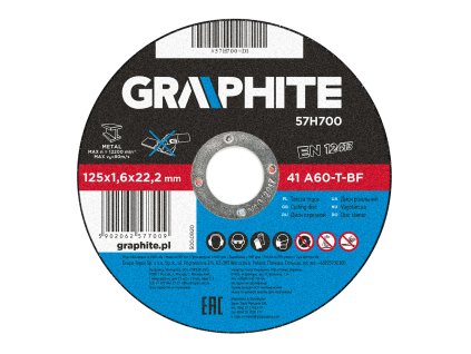 Řezací kotouč na kov, 125 x 1.6 22.2 mm, 41 A60-T-BF 57H700