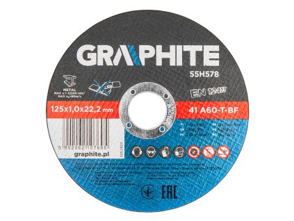 Kotouče pro řezání kovů 125 x 1,0 x 22,2 mm, 41 A60-T-BF, 10 ks fólie 55H578