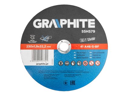 Kotouče pro řezání kovů 230 x 1,9 x 22,2 mm, 41 A46-S-BF, 5 ks fólie 55H579
