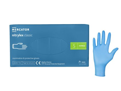 Ochranné rukavice MERCATOR Nitrylex CLASSIC Modré, velikost S, 100ks/balení