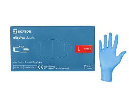 MERCATOR Nitrylex CLASSIC Modré ochranné rukavice, velikost L, 100ks/bal