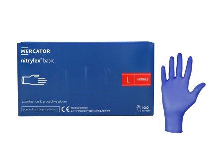 MERCATOR Nitrylex BASIC tmavomodré ochranné rukavice, velikost L, 100ks/balení