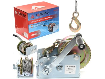 Navijak s kľukou, lanový navijak s kľukou 1134 kg 2500 LBS, lano 10 m TA406