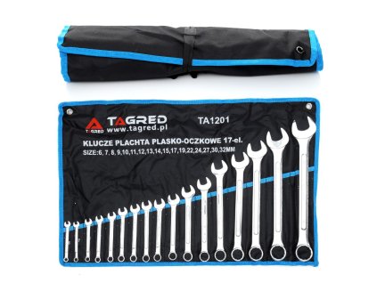 Očkoplochý kľúč sada 17 ks 6-32 mm, kovaný, CrV, plachta TA1201