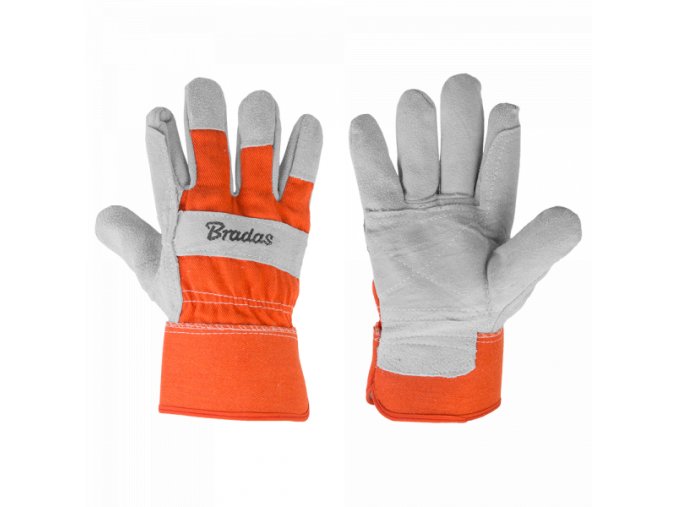 Kožené pracovné rukavice IRON BULL oranžové veľ (1)