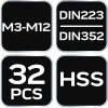 44252 9 sada zavitnikov m3 m12 32 ks 12 915 9