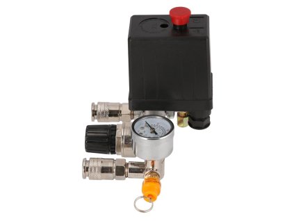 47762 regulator tlaku 1 2 10 bar s tlakovym spinacom 2 manometrami a 2 rychlospojkami 1 4 36826 r