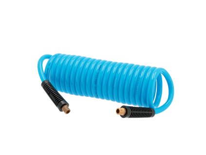 Špirálová hadica PU 12mm x8mm - 5m, zakončenie závit v-z 1/4" vystužené gumovými ochrannými krytmi 4304224