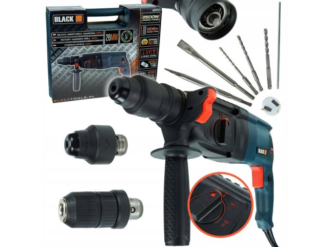 Príklepová vŕtačka 2500w sds plus 26mm Blacktool 12253