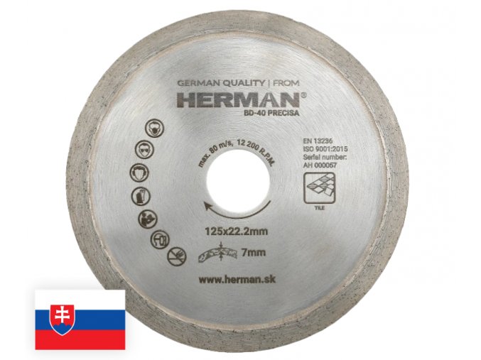 Diamantový kotúč HERMAN BD 40 Precisa 125x22,2mm H=7mm