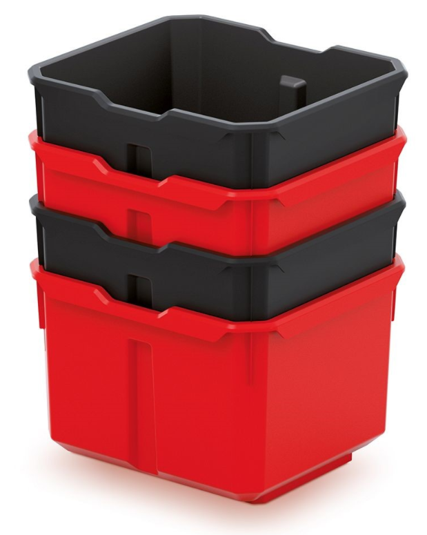 Prosperplast Plastové boxy 157x140x105mm Black/Red 4ks