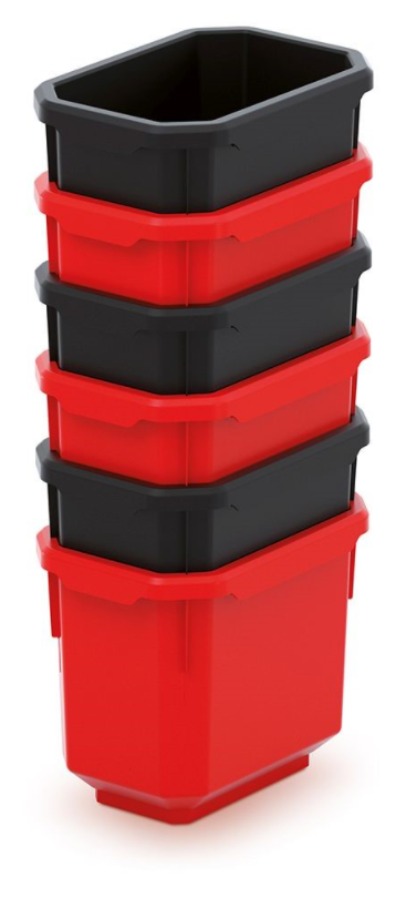 Prosperplast Plastové boxy 110x75x90mm Black/Red 6ks