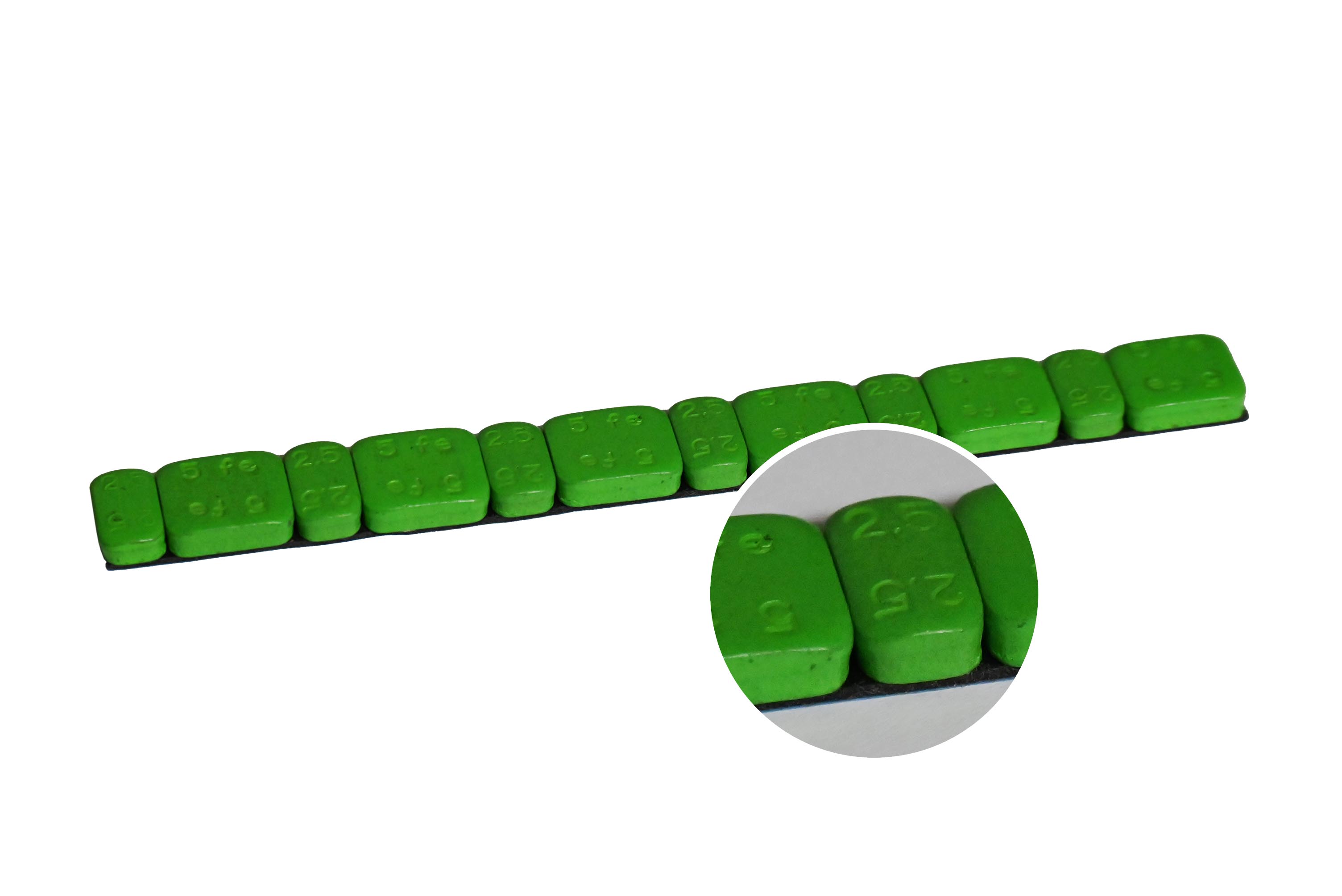 Samolepiace závažie strieborné 2,5/ 5g pásik zelené