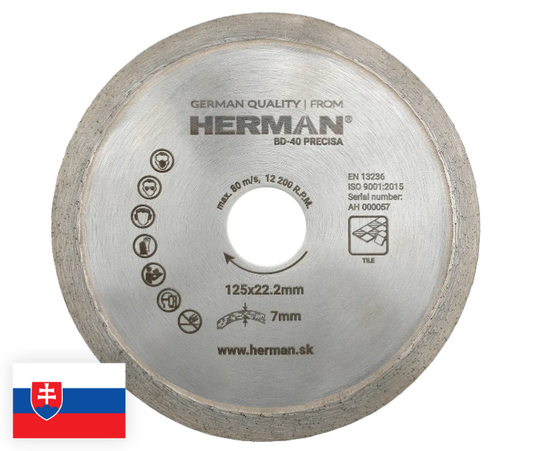 E-shop Diamantový kotúč HERMAN BD-40 Precisa 125x22,2mm / H=7mm