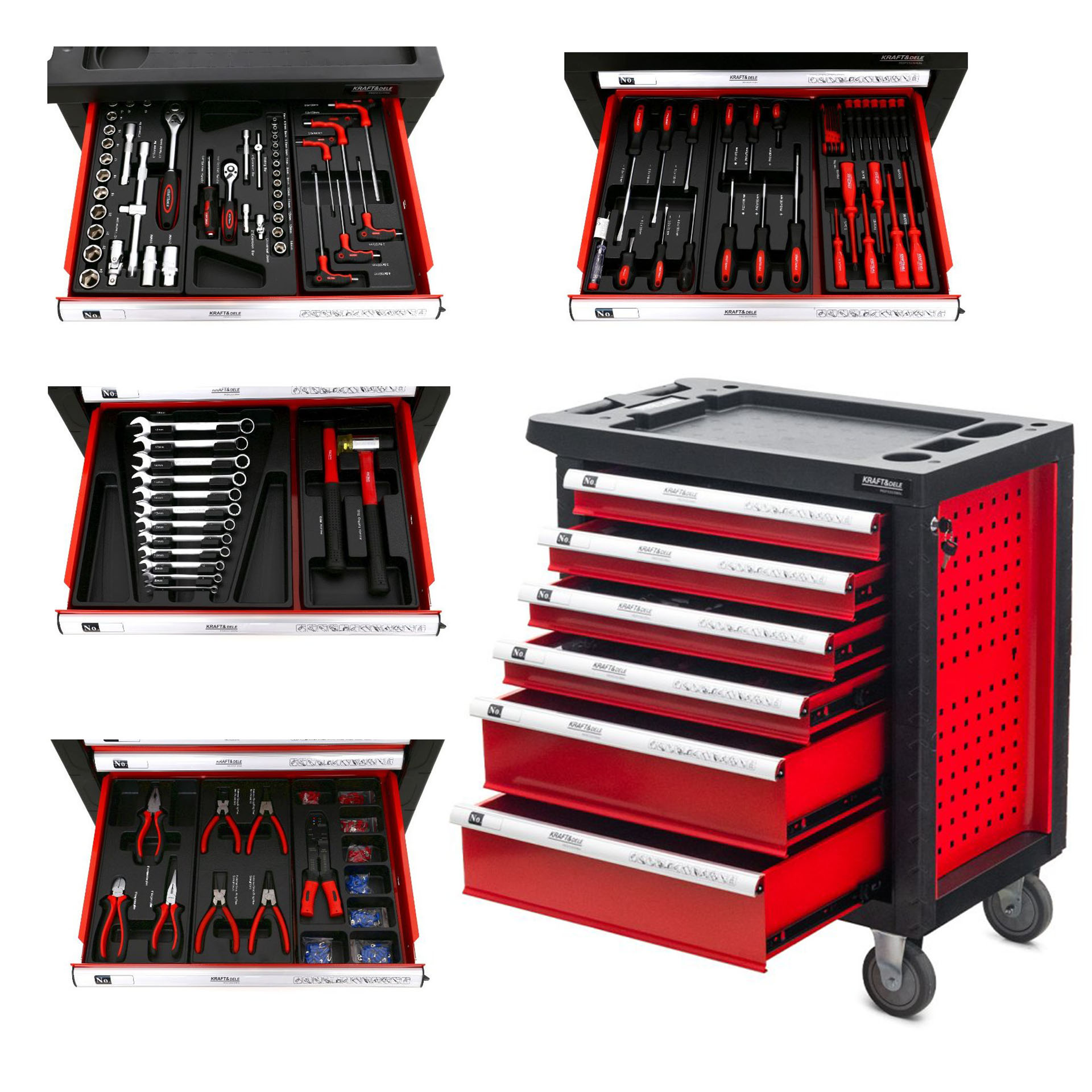 E-shop Kraft&Dele Dielenský vozík s náradím 263ks - 6 šuflíkov KD361