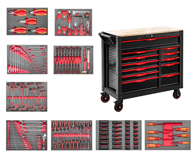 Airpress Profesionálny dielenský vozík s náradím 360ks - 12 šuflíkov 79619