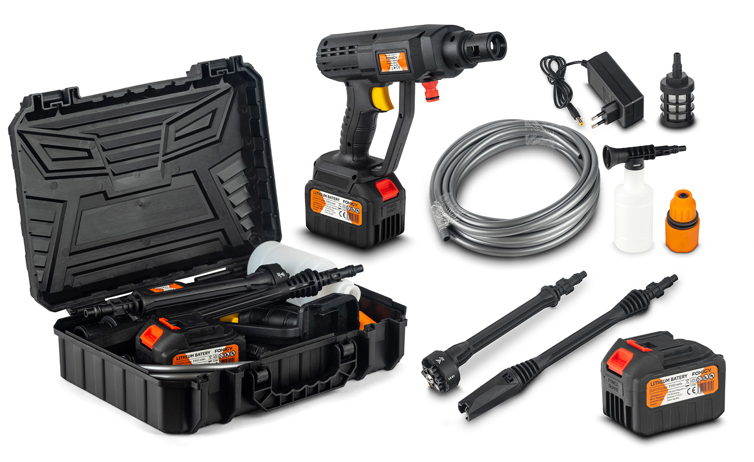 E-shop Foxigy Vysokotlakový čistič 21V Professional + 2x akumulátor 3,9Ah