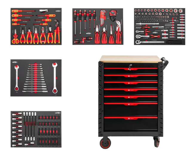 Airpress Profesionálny dielenský vozík s náradím 217ks - 7 šuflíkov 79169