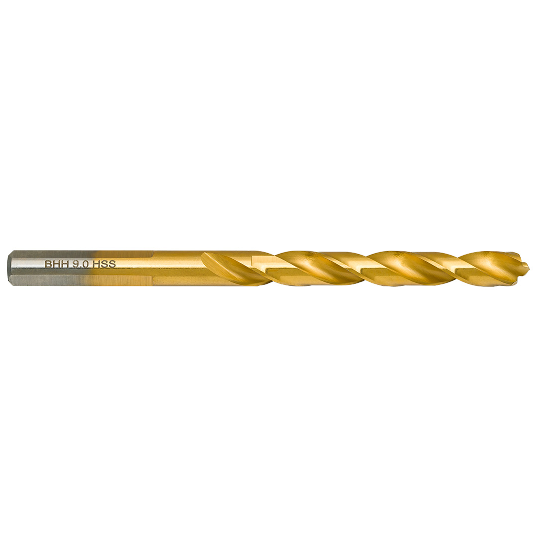 E-shop BAILDON Vrták Baildon DIN 338 RN 9 mm, HSS TiN (S), 125-81 mm (3-drážková stopka) 71109003