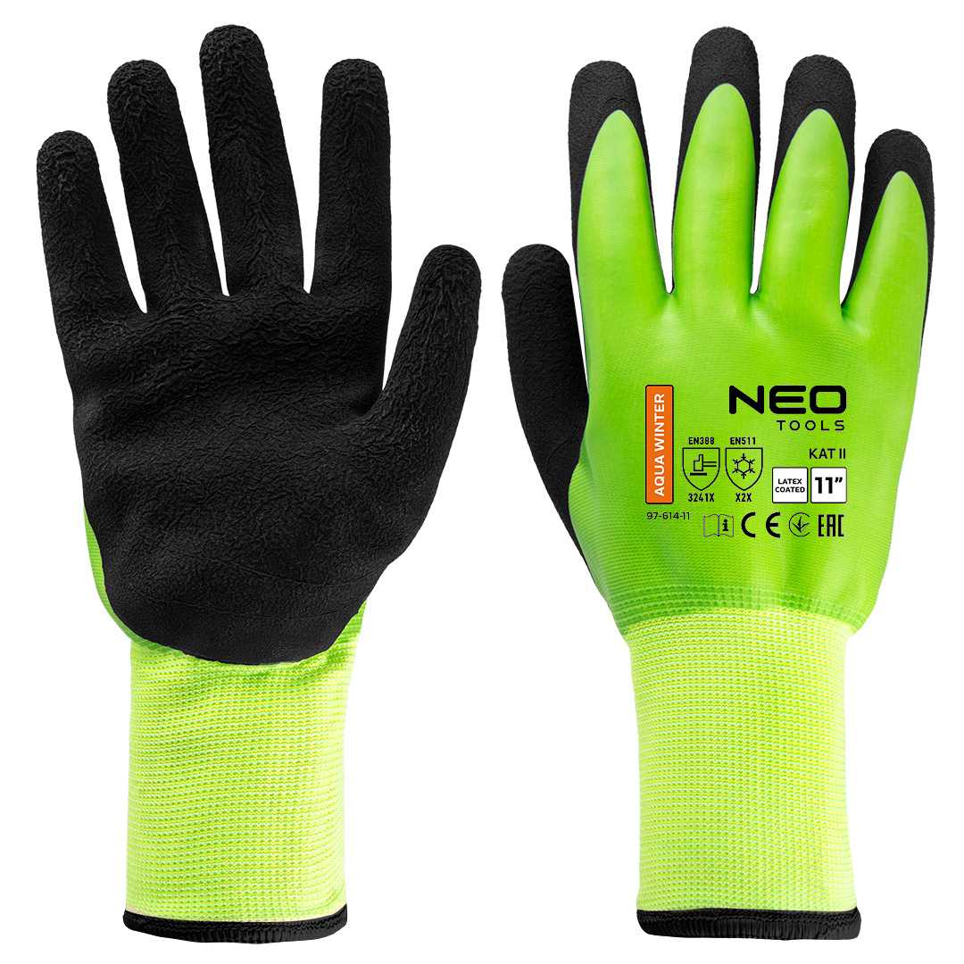 NEO TOOLS Izolované pracovné rukavice, polyester potiahnutý latexom (2 vrstvy), 3241X, veľkosť 11 97-614-11