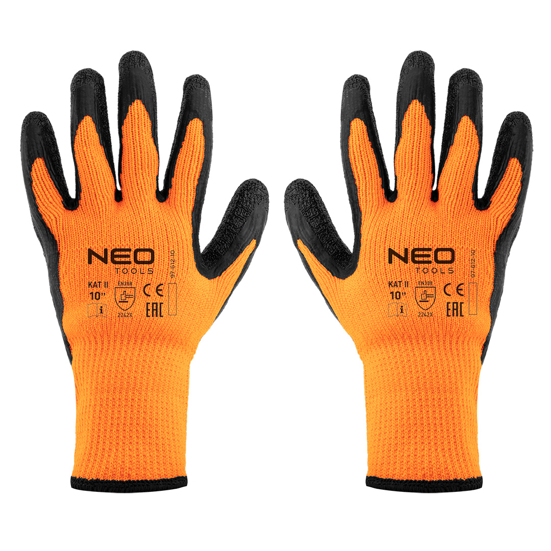 E-shop NEO TOOLS Izolované pracovné rukavice, polyester potiahnutý latexom, 2242X, veľkosť 10 97-612-10