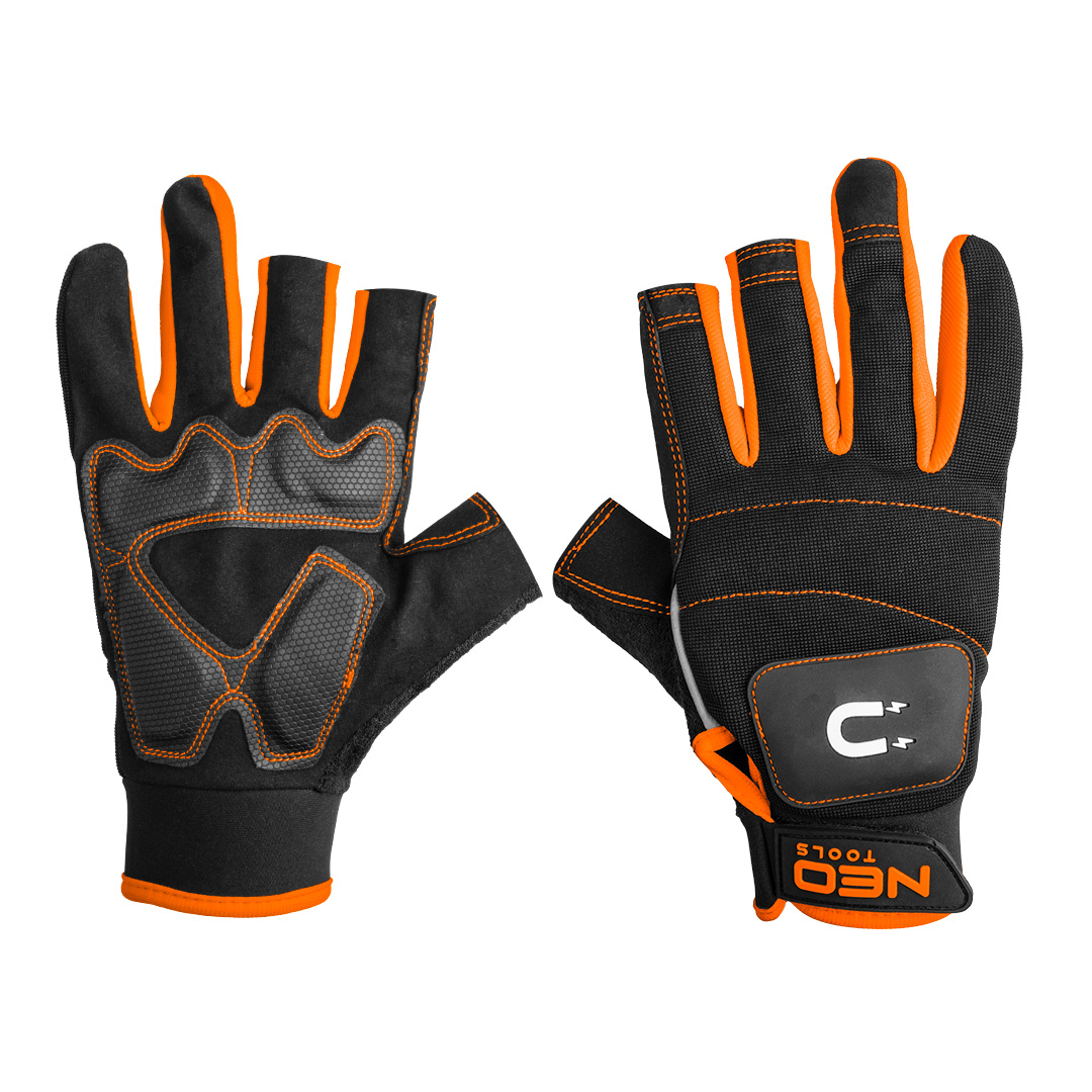 NEO TOOLS Pracovné rukavice s magnetom, bez prstov, veľkosť 10" GD014