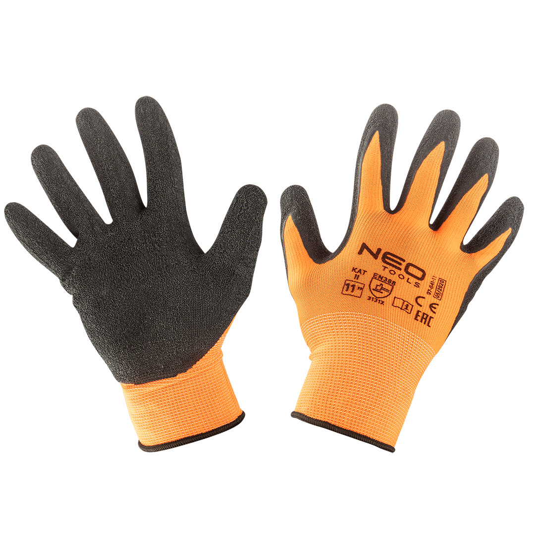 NEO TOOLS Pracovné rukavice, polyester potiahnutý latexom (krincle),3131X, veľkosť 11 97-641-11