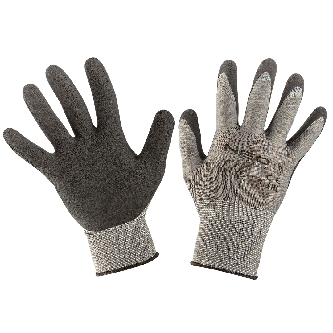 E-shop NEO TOOLS Pracovné rukavice, polyester s latexovým povlakom (pena), 3141X, veľkosť 11, hlavný materiál: nylon, povrchová úprava: Penový latex 97-617-…