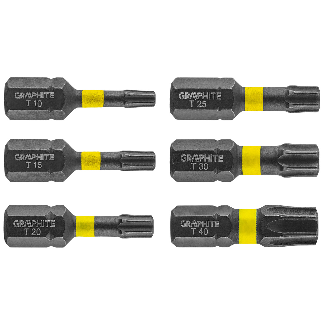E-shop GRAPHITE Rázové bity TX10/15/20/25/30/40 x 25 mm, 6 ks. 56H541
