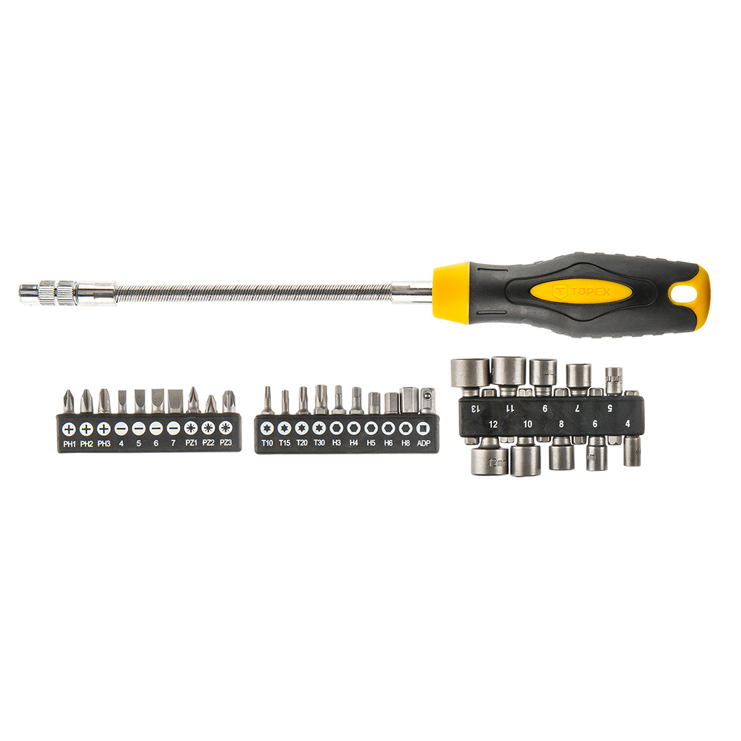 E-shop TOPEX Skrutkovač Flexi+Bity 1/4", 31 ks 39D865