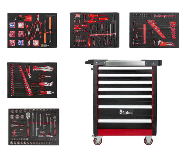Redats Profesionálny dielenský vozík s náradím 420ks - 7 šuflíkov Black/Red 07-02-19