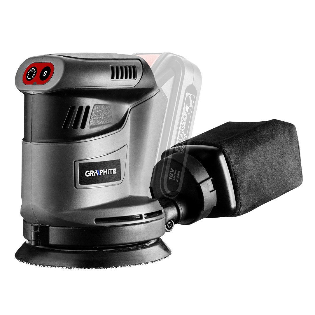 GRAPHITE Excentrická brúska Energy+ 18 V, Li-Ion, pätka 125 mm, bez akumulátora 58G014