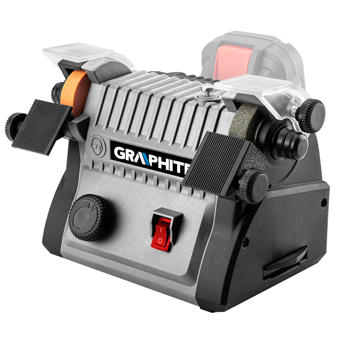 E-shop GRAPHITE Mini akumulátorová stolová brúska 3 v 1 - stolová brúska, leštička, brúska s ohybnou hriadeľou 58G095