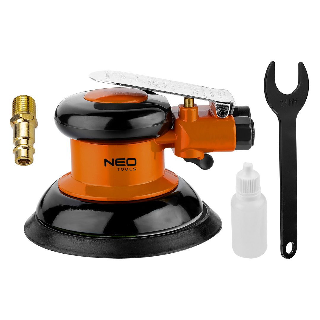 NEO TOOLS Pneumatická vibračná brúska, 150 mm, 10 000 otáčok za minútu 14-020