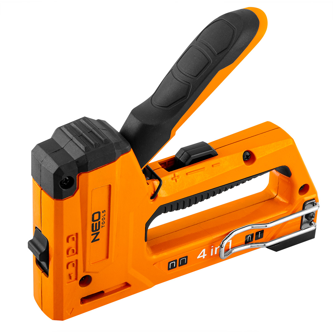 E-shop NEO TOOLS Multifunkčná zošívačka 4 v 1, 6-14 mm, hliník, sponky J, G, L, E 16-030