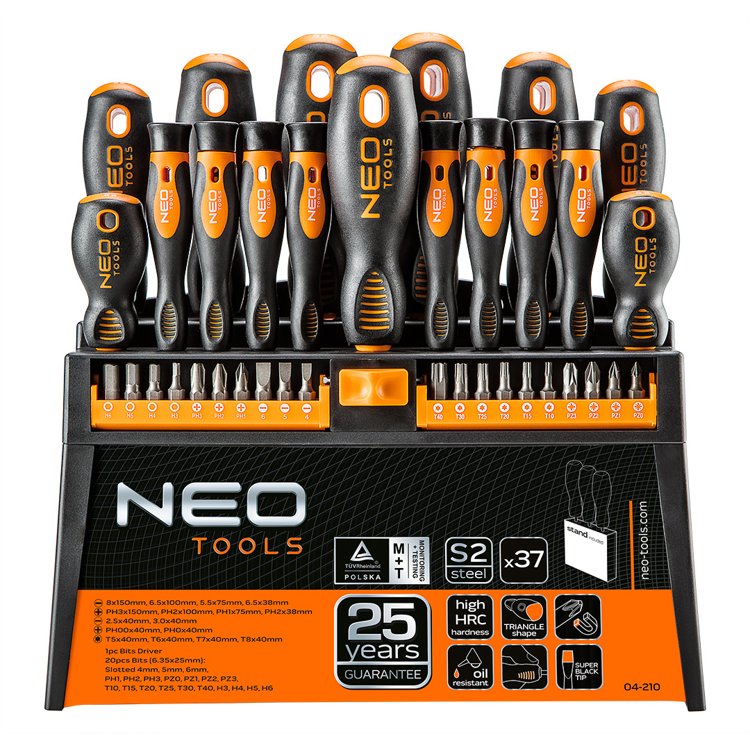 E-shop NEO TOOLS Sada skrutkovačov s bitmi, 37 ks 04-210