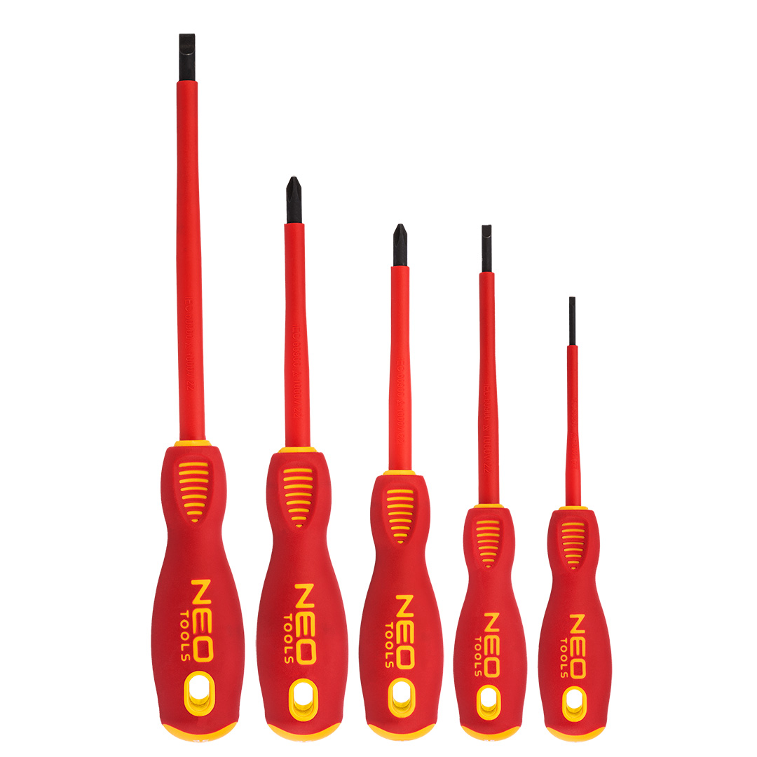 E-shop NEO TOOLS Skrutkovače 1000 V, S2, sada 5 ks. Oceľ 04-220