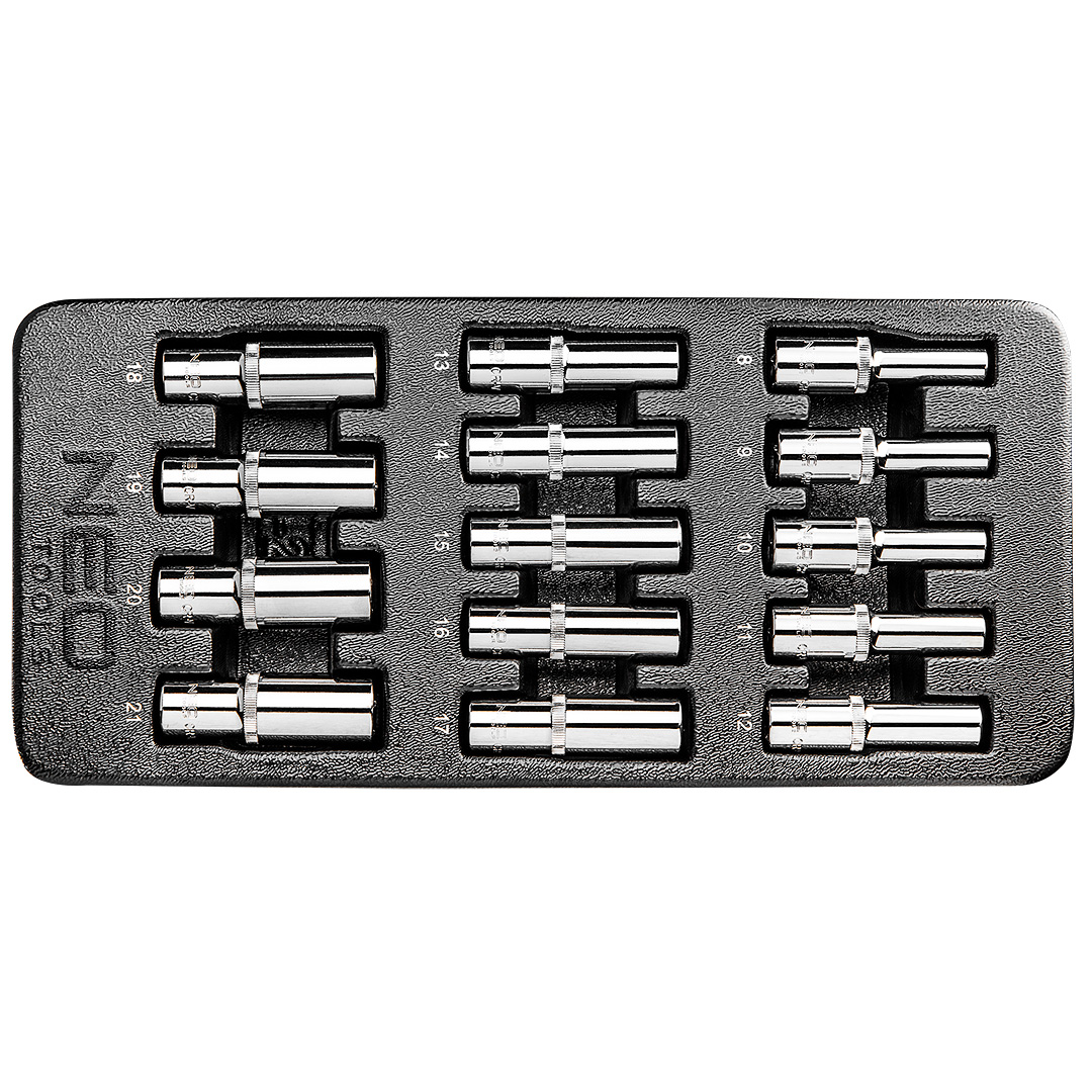 E-shop NEO TOOLS Dlhé nástavce 1/2", 8-21 mm, súprava 14 ks 84-243