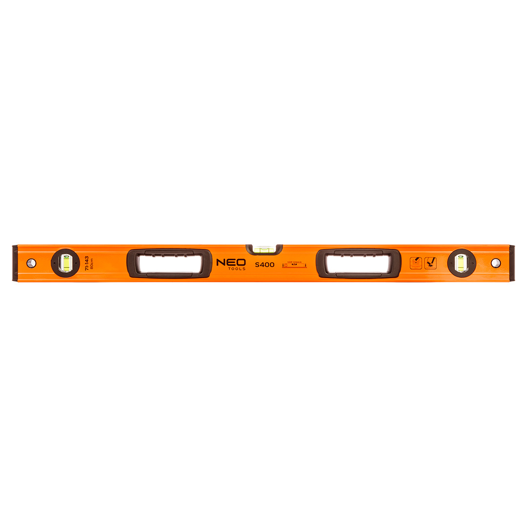 E-shop NEO TOOLS Hliníková vodováha S 400, 3 libely, 2 držadlá, 80 cm 71-143